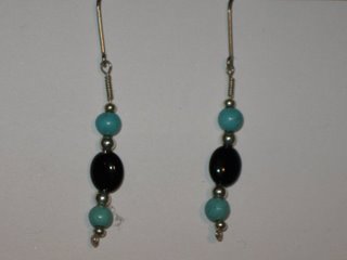 E-22 sterling silver wire with sterling silver, turquoise, and onyx beads $12.jpg
